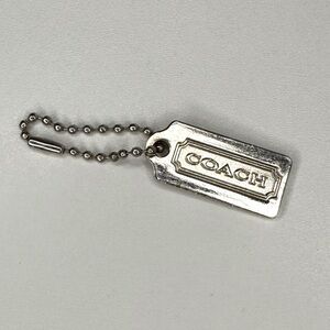 Coach signature keychain tag metal silver small key holder accessory
